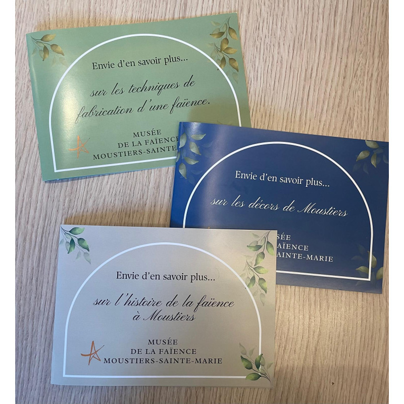 3 livrets de découverte sur la faïence de Moustiers
